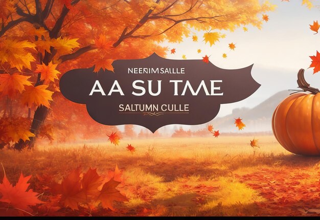 Horizontal banner with bright autumn leaves Design element for the autumn holidays events discoun