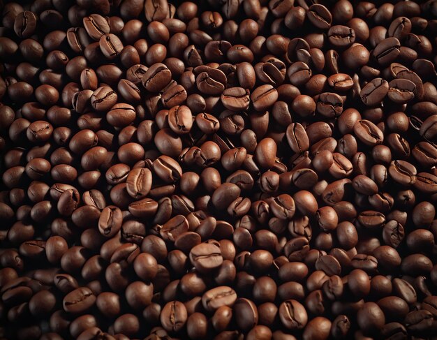 A horizontal banner with coffee beans