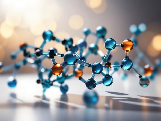 Горизонтальный баннер со стеклянной моделью молекулы