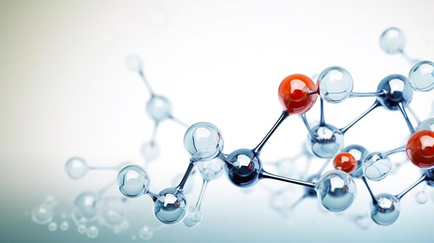 Horizontal banner with glass model of molecule