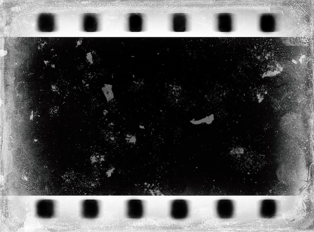 Foto fondo orizzontale dell'illustrazione di scansione della pellicola di polvere in bianco e nero