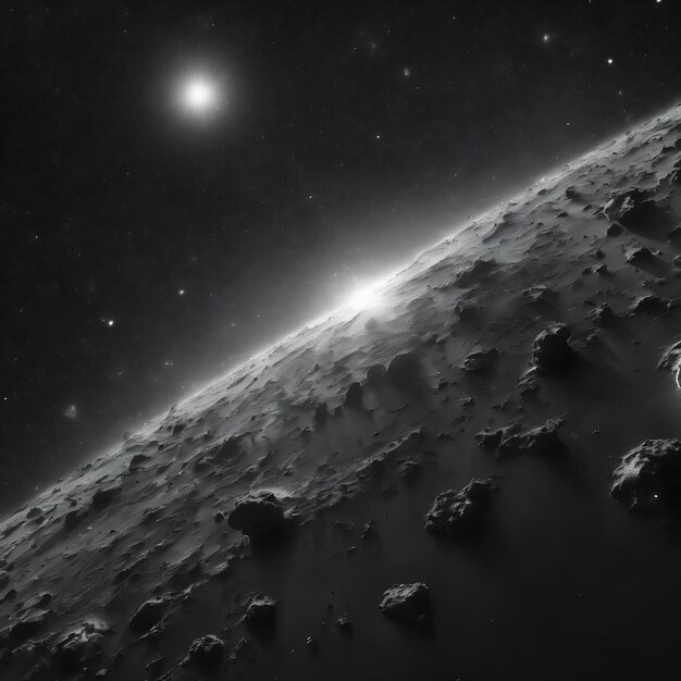 Горизонтальная черно-белая иллюстрация космического взрыва hd