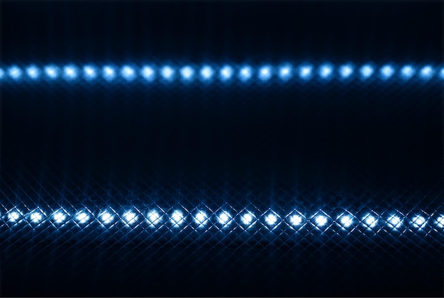 Horizontal blue lin of led lamps background