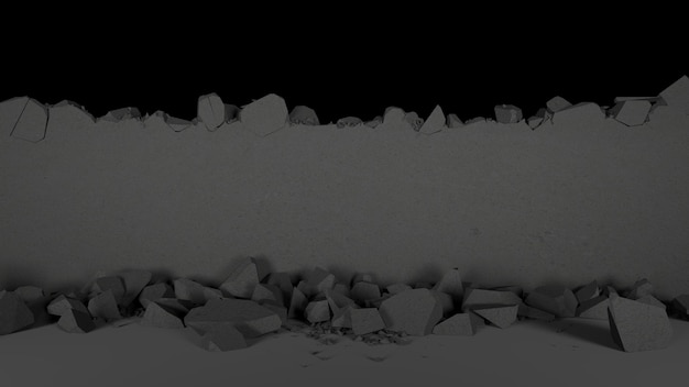 horizontal breach in a black wall, 3d illustration