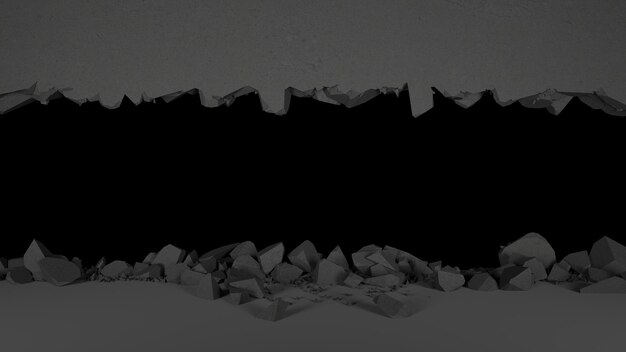 horizontal breach in a black wall, 3d illustration