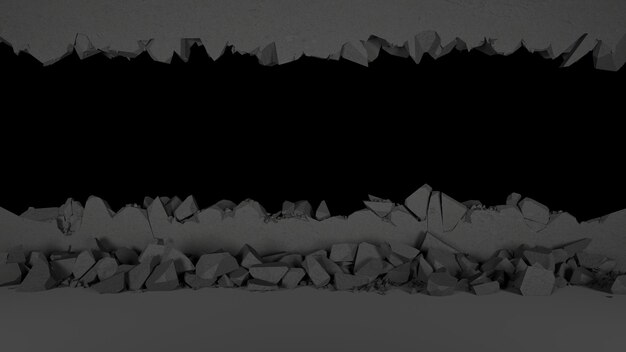 horizontal breach in a black wall, 3d illustration