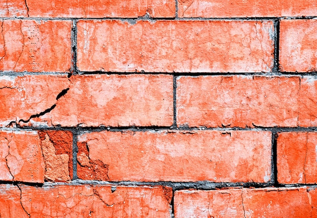 Horizontal bricked cracked wall texture background