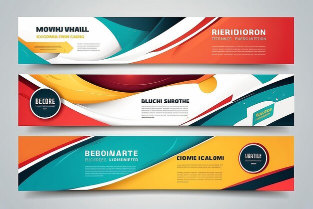 Horizontal Business Banner Templates Retro Colored Designs