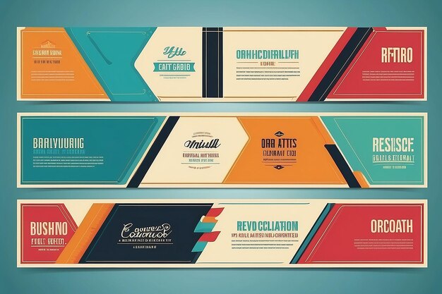 Horizontal Business Banner Templates Retro Colored Designs