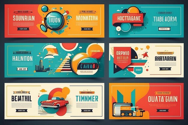 Photo horizontal business banners retrocolored templates