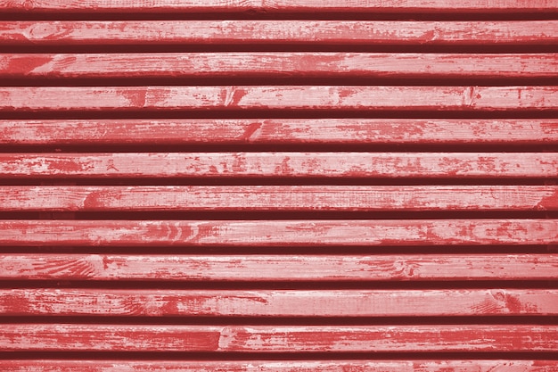 Horizontal coral wooden slats.