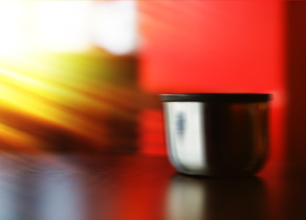 Foto tazza orizzontale di sfondo bokeh tè caldo