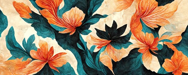 Horizontal floral watercolor background