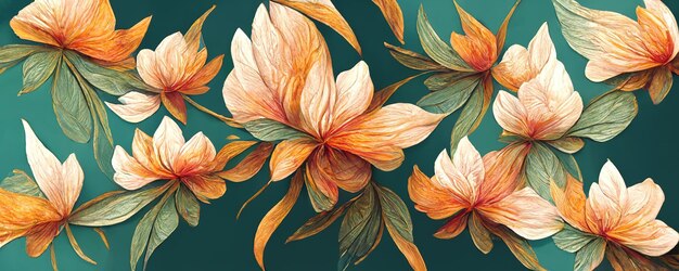 Horizontal Floral Watercolor Background