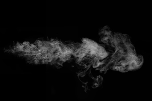 Horizontal fragment of smoke vapor isolated on black background Abstract background design element for overlaying your image