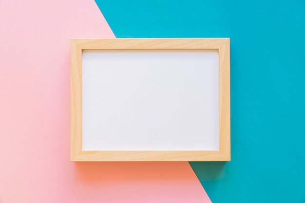 Photo horizontal frame on pink and blue background