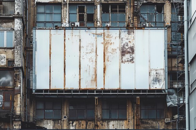 Horizontal front view of a buildings white empty square signage Generative Ai