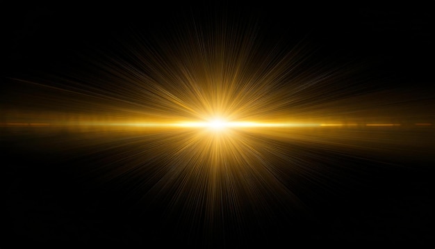 horizontal gold lens flare on black background