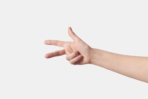 Horizontal hand counting on fingers three