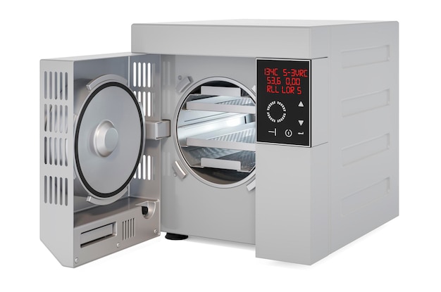 Horizontal highcapacity autoclave with cylindrical chamber 3D rendering