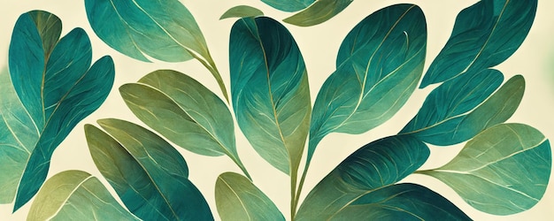 Horizontal Leaf Watercolor Background
