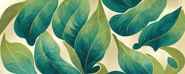 Horizontal Leaf Watercolor Background