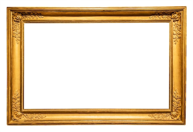 Foto orizzontale lunga cornice oro rococò isolato
