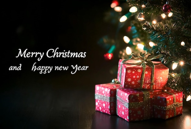 横のメリークリスマスとハッピーニューイヤーバナーにプレゼントが付いています