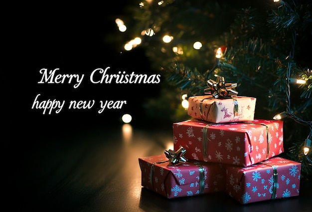 横のメリークリスマスとハッピーニューイヤーバナーにプレゼントが付いています
