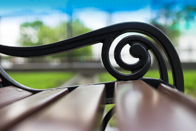 Horizontal Moscow park bench bokeh background