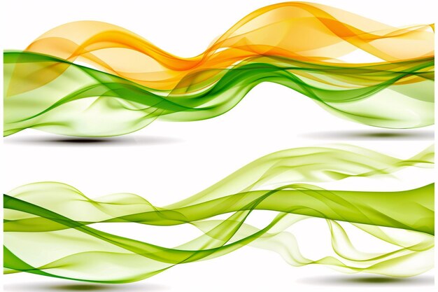 horizontal orange and green waves on white background