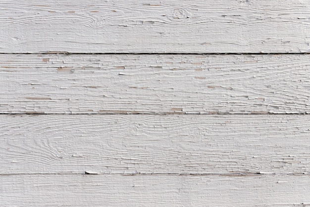 Horizontal planks painted white with shabby paint. Detailed textured background in high resolution.
