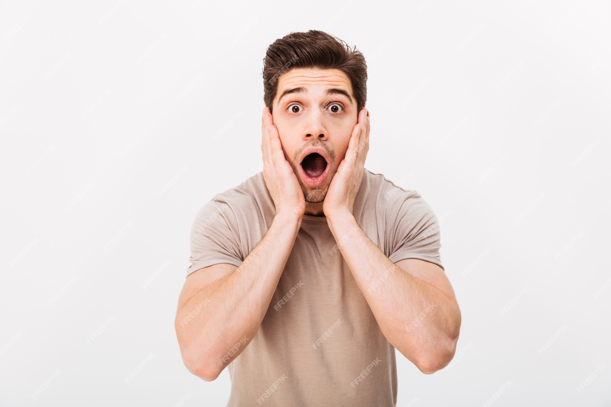 Man Screaming And Looking Terrified Stock Photo - Download Image