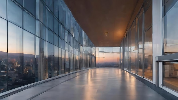 Horizontal shot abstract buildings with white metallic ribs and glass windows