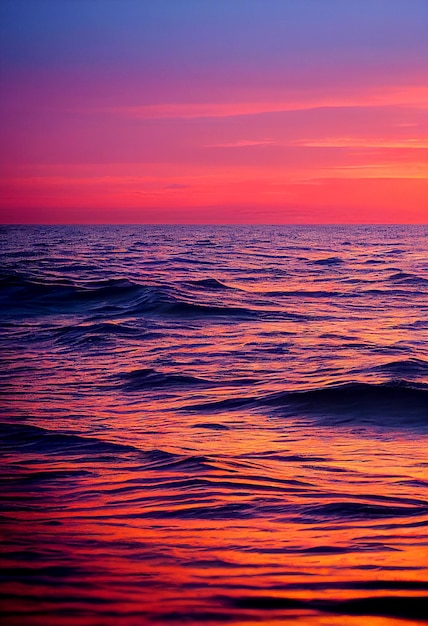 Premium Photo | Horizontal shot of calm peaceful ocean at sunrise 3d ...