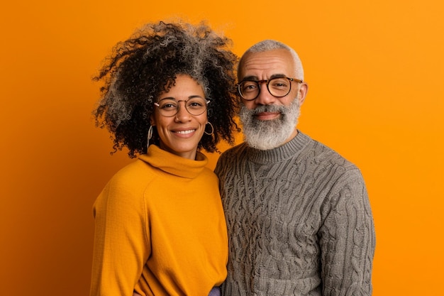 Photo horizontal shot of mixed race couple stand closely to each other isolated over background