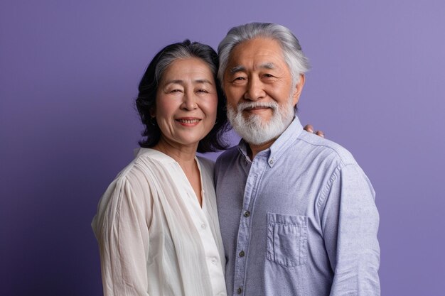 Photo horizontal shot of mixed race couple stand closely to each other isolated over background