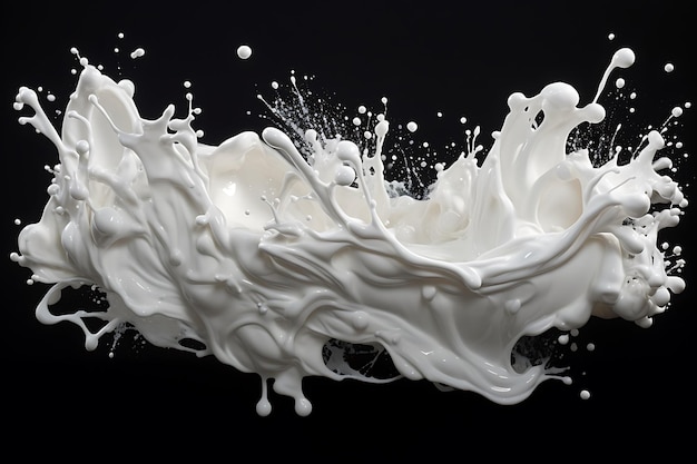 Horizontal splash of water and white cream