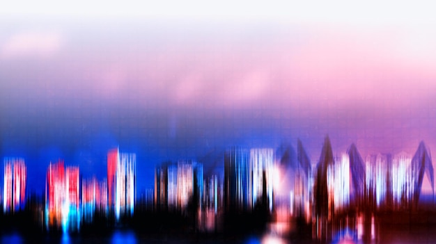 Horizontal varitone digital neon night city port abstraction