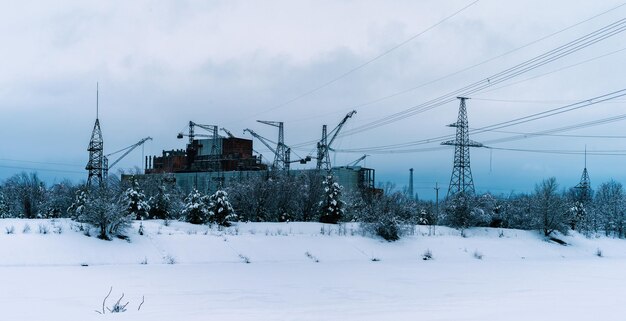 Horizontal vibrant Pripyat atomic reactor background backdrop