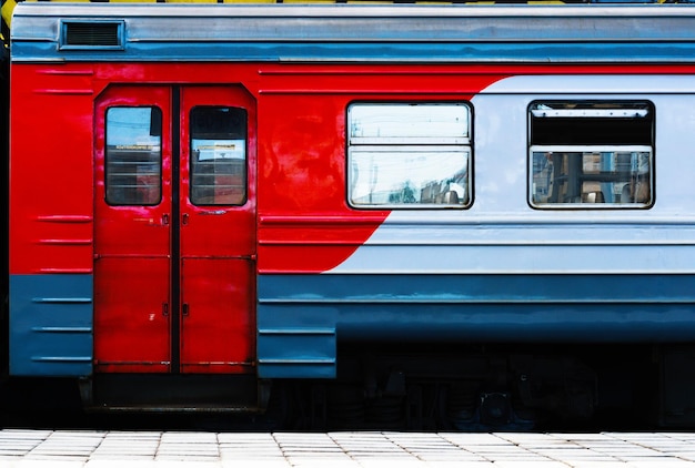 Horizontal vibrant Russian train carriage detail background backdrop