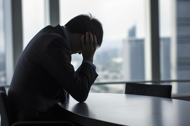 horizontal view of depression in the office