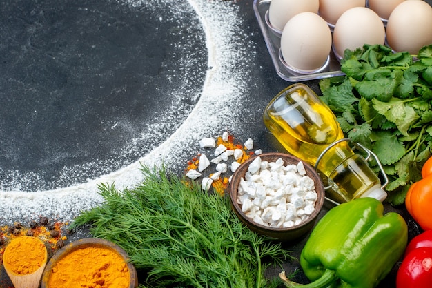 Horizontal view of various fresh foods