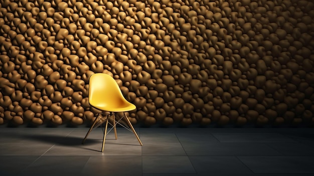 Photo horizontal view of yellow chair standing out from the crowd business concept generative ai