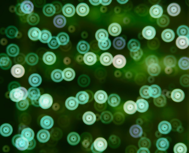 Horizontal  warm green circle bokeh spheres abstraction background