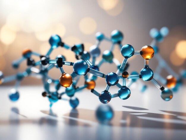 Horizontale banner met een glazen model van een molecuul