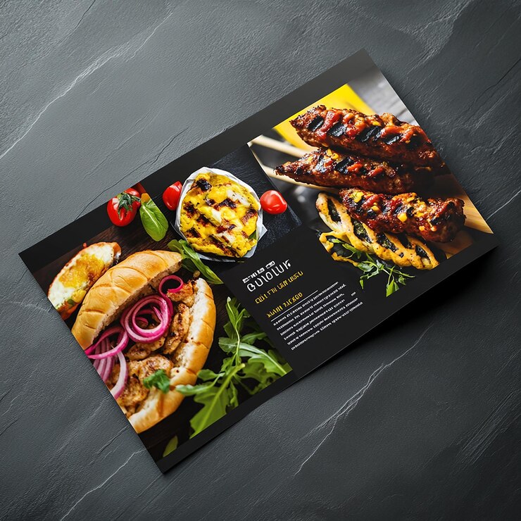 Foto horizontale flyer lay-out van een voedingsbedrijf