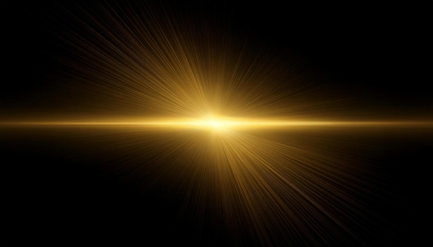 horizontale gouden lensflare op zwarte achtergrond