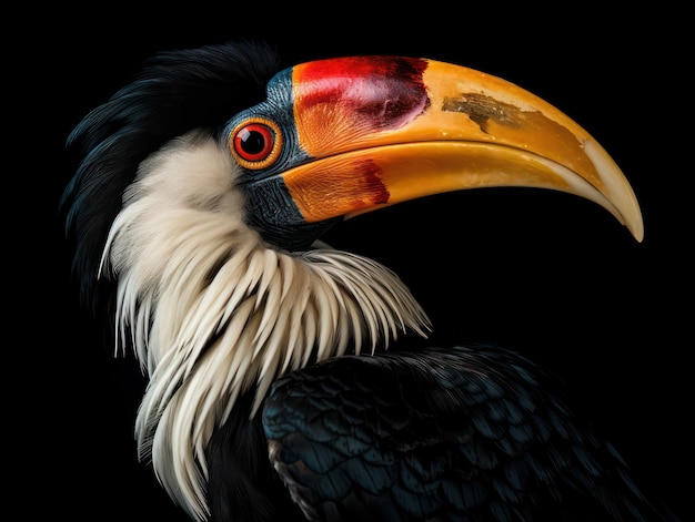 Hornbill Studio Shot Isolated on Clear Black Background Generative AI