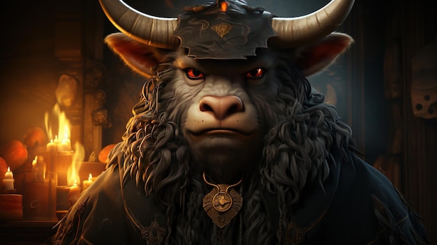 a horned horned with horns and horns on it's head